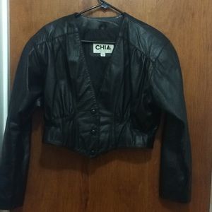Vintage cropped leather jacket